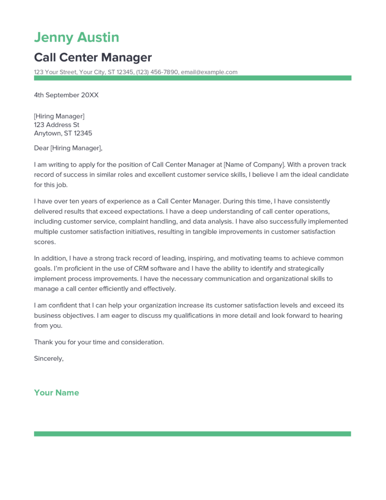 Best Call Center Manager Cover Letter Example For 2023   Call Center Manager Cove Letter Copy Copy Copy Copy 791x1024 