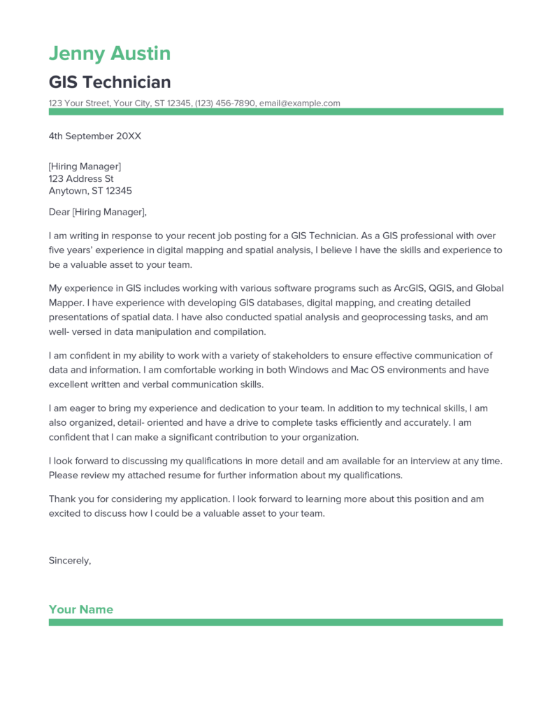 Best GIS Technician Cover Letter Example For 2023   GIS Technician Cover Letter 791x1024 