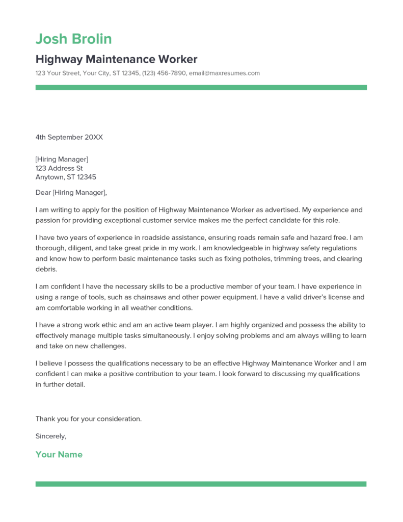 Best Highway Maintenance Worker Cover Letter Example For 2023 best-highway-maintenance-worker-cover-letter-example-for-2023