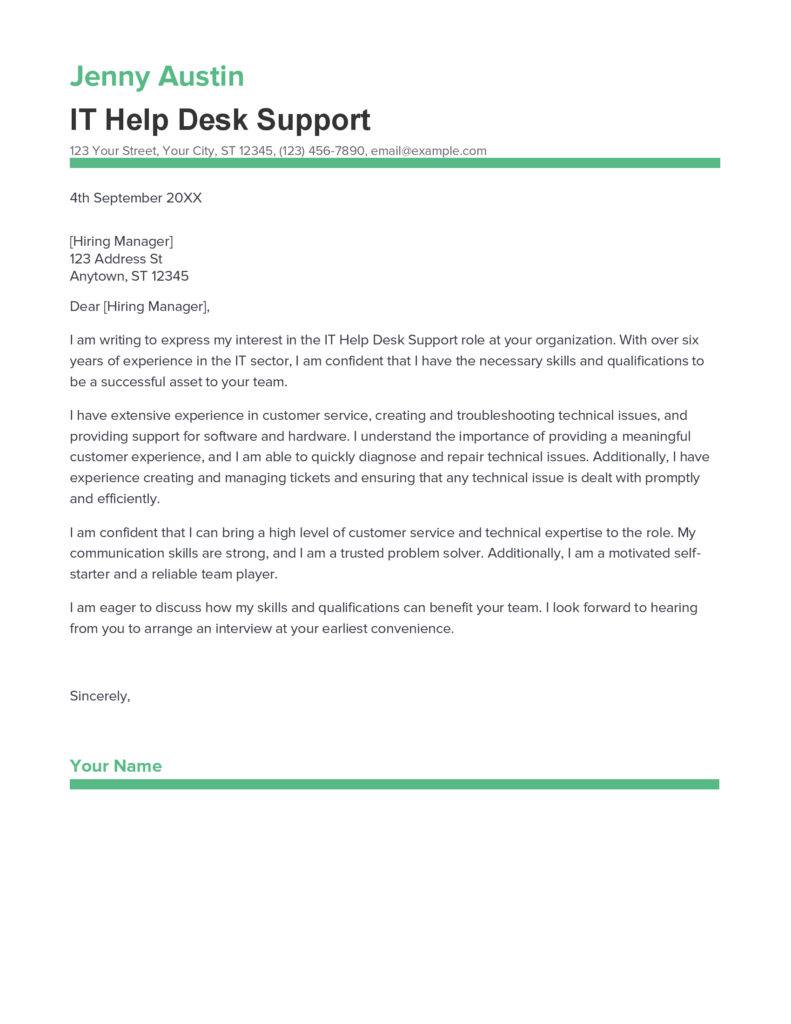 Best IT Help Desk Support Cover Letter Example For 2023   IT Help Desk Support Cover Letter 791x1024 