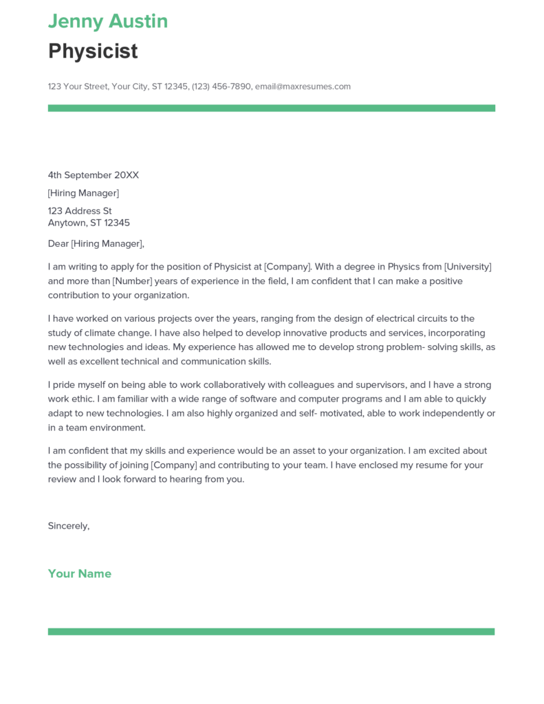 Best Physicist Cover Letter Example For 2023   Physicist Cover Letter Sample 791x1024 