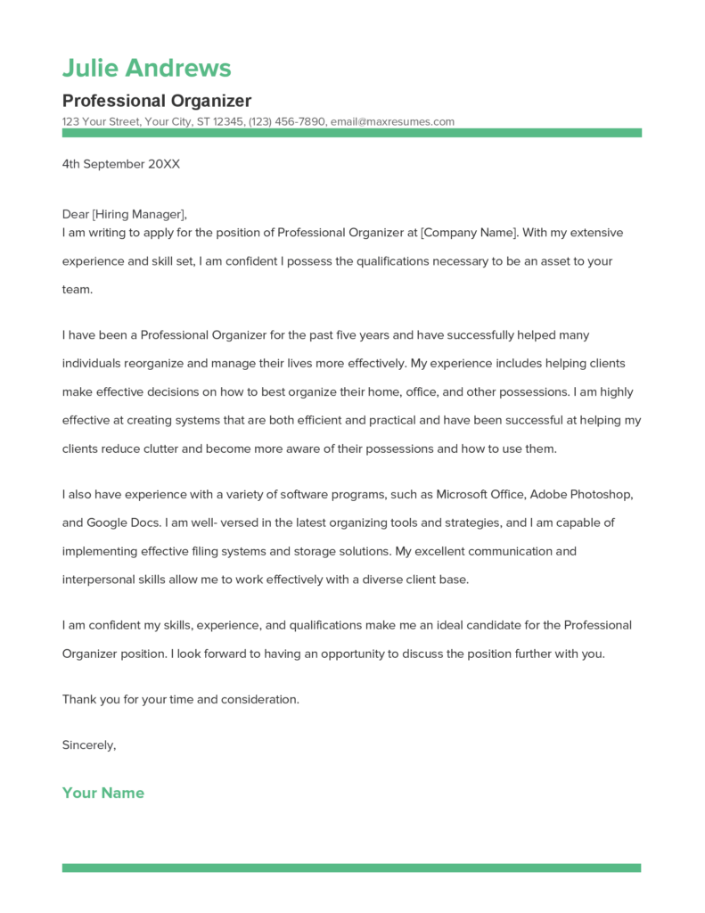 Best Professional Organizer Cover - Professional Organizer Cover Letter Sample 791x1024 
