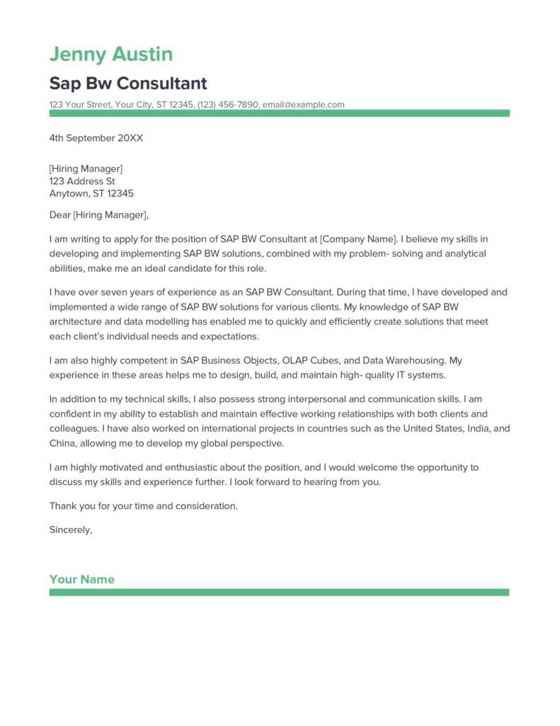 Best Sap Bw Consultant Cover Letter Example For 2023   Sap Bw Consultant Cover Letter 791x1024 