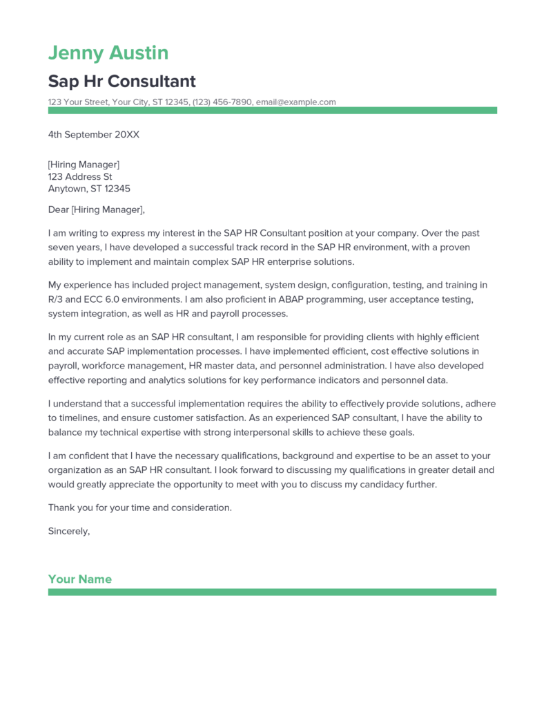 Best Sap Hr Consultant Cover Letter Example For 2023   Sap Hr Consultant Cover Letter 791x1024 