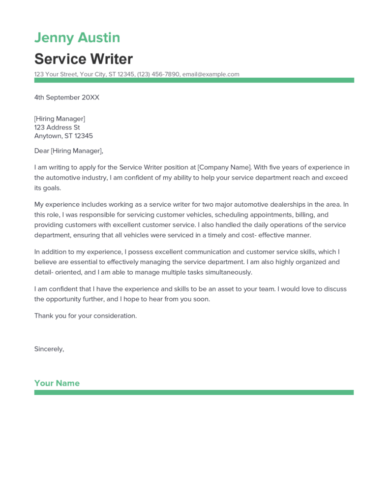 cover letter writer service