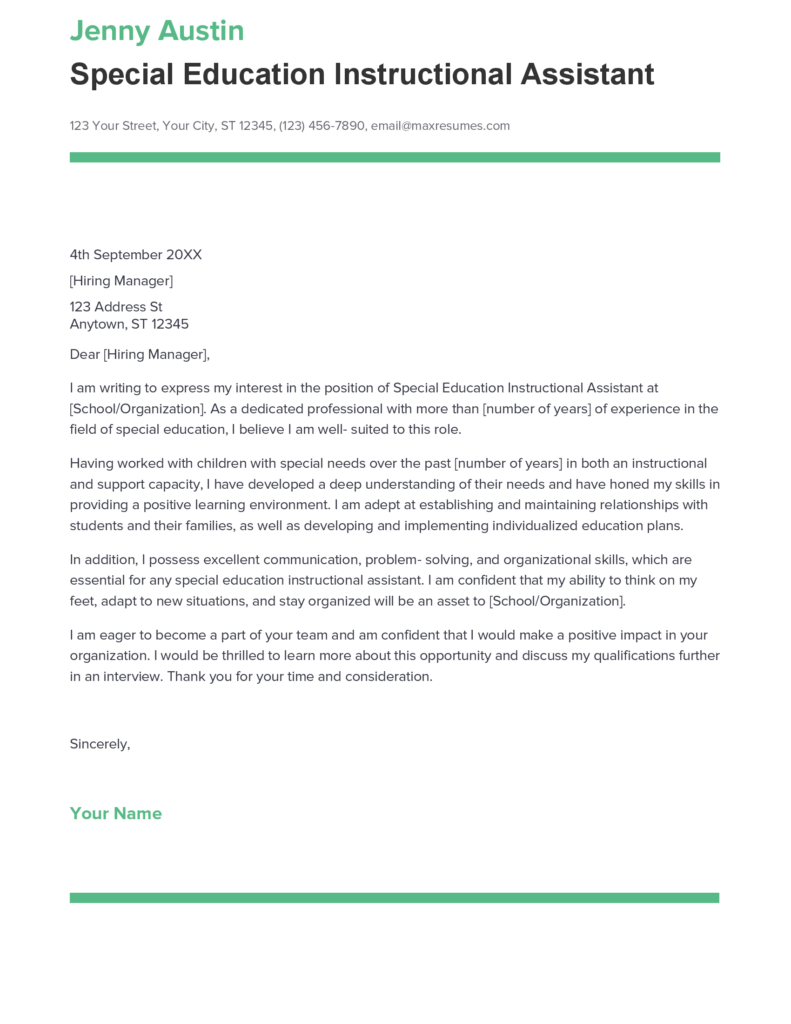 best-special-education-instructional-assistant-cover-letter-example-for