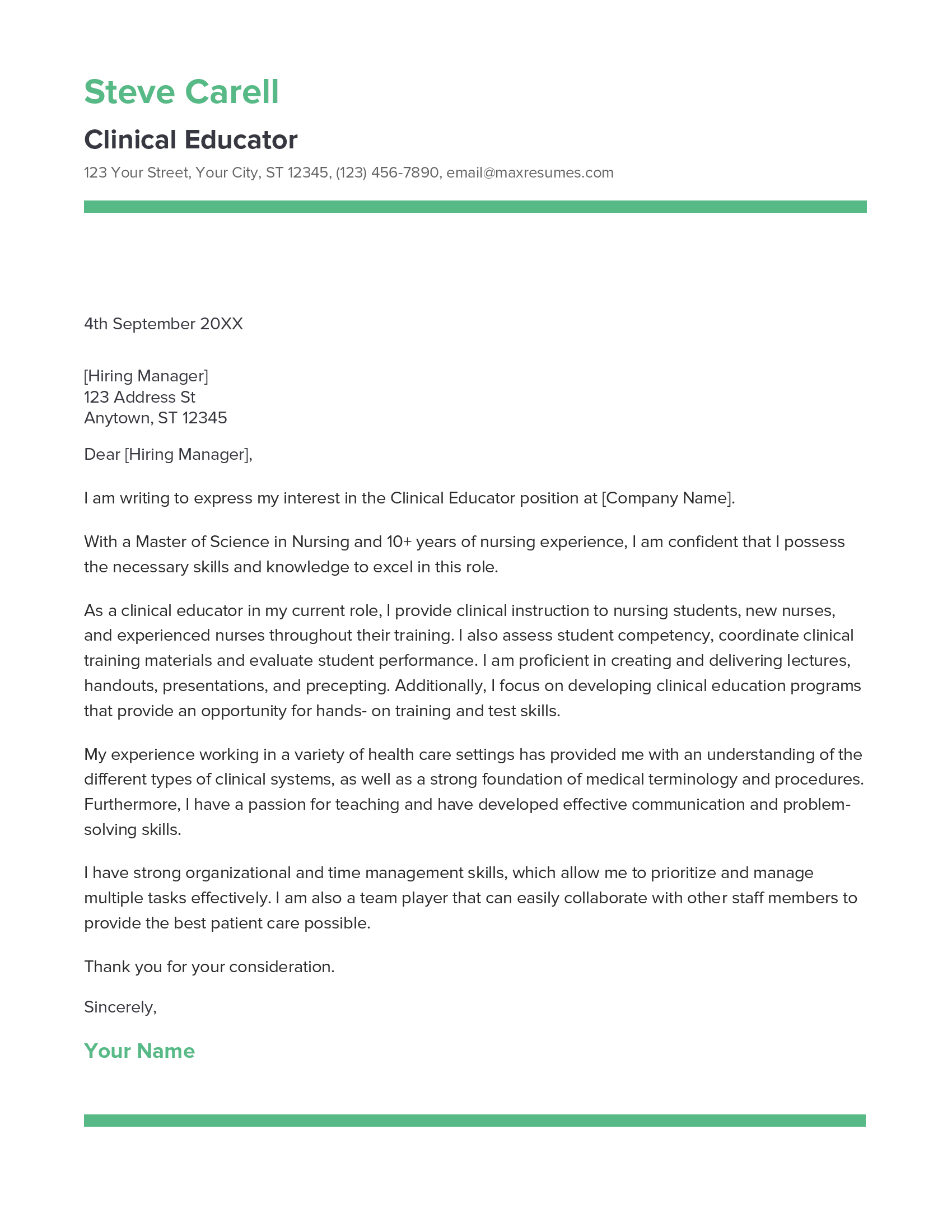 public health educator cover letter examples