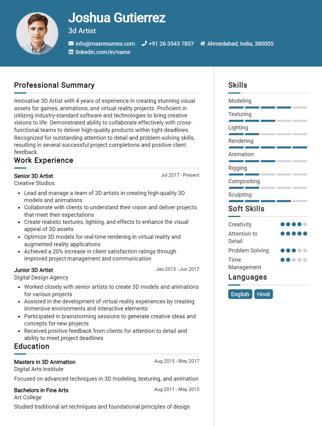 3d-artist-resume-sample