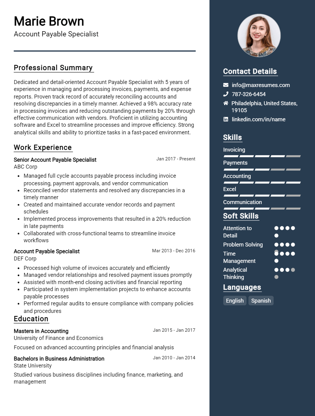 account-payable-specialist-resume-sample