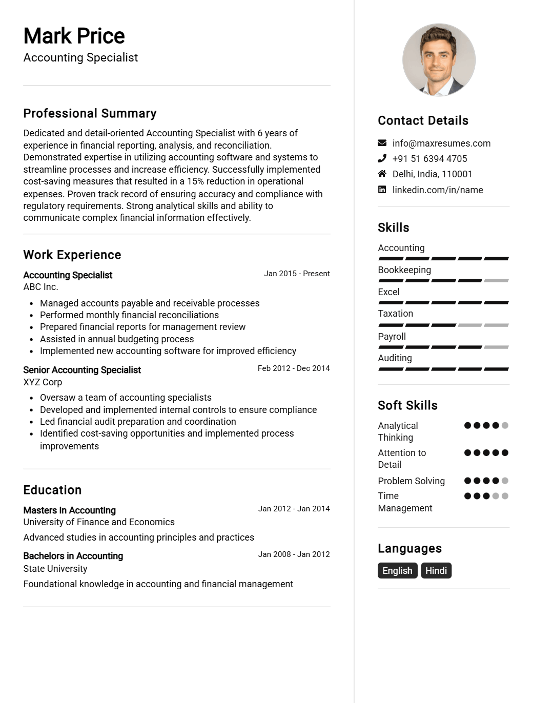 specialist-resume-sample