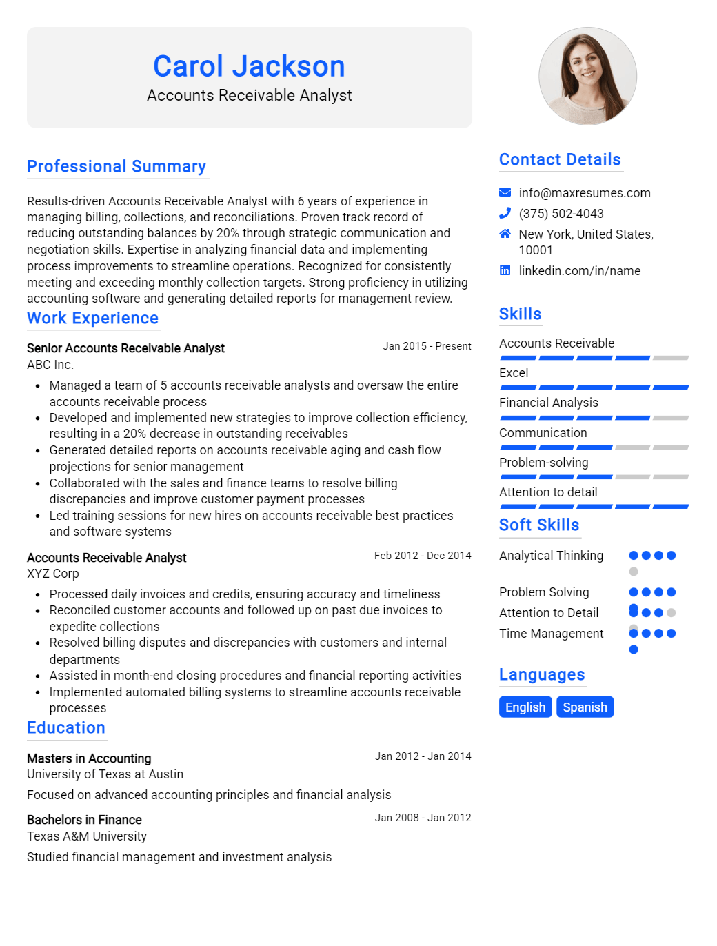 accounts-receivable-analyst-resume-sample