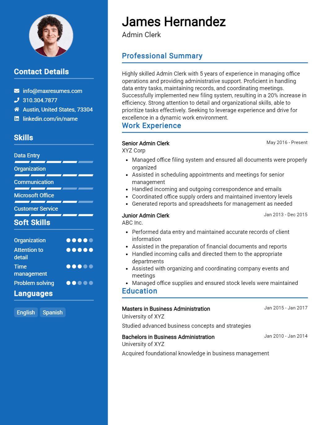 admin-clerk-resume-sample
