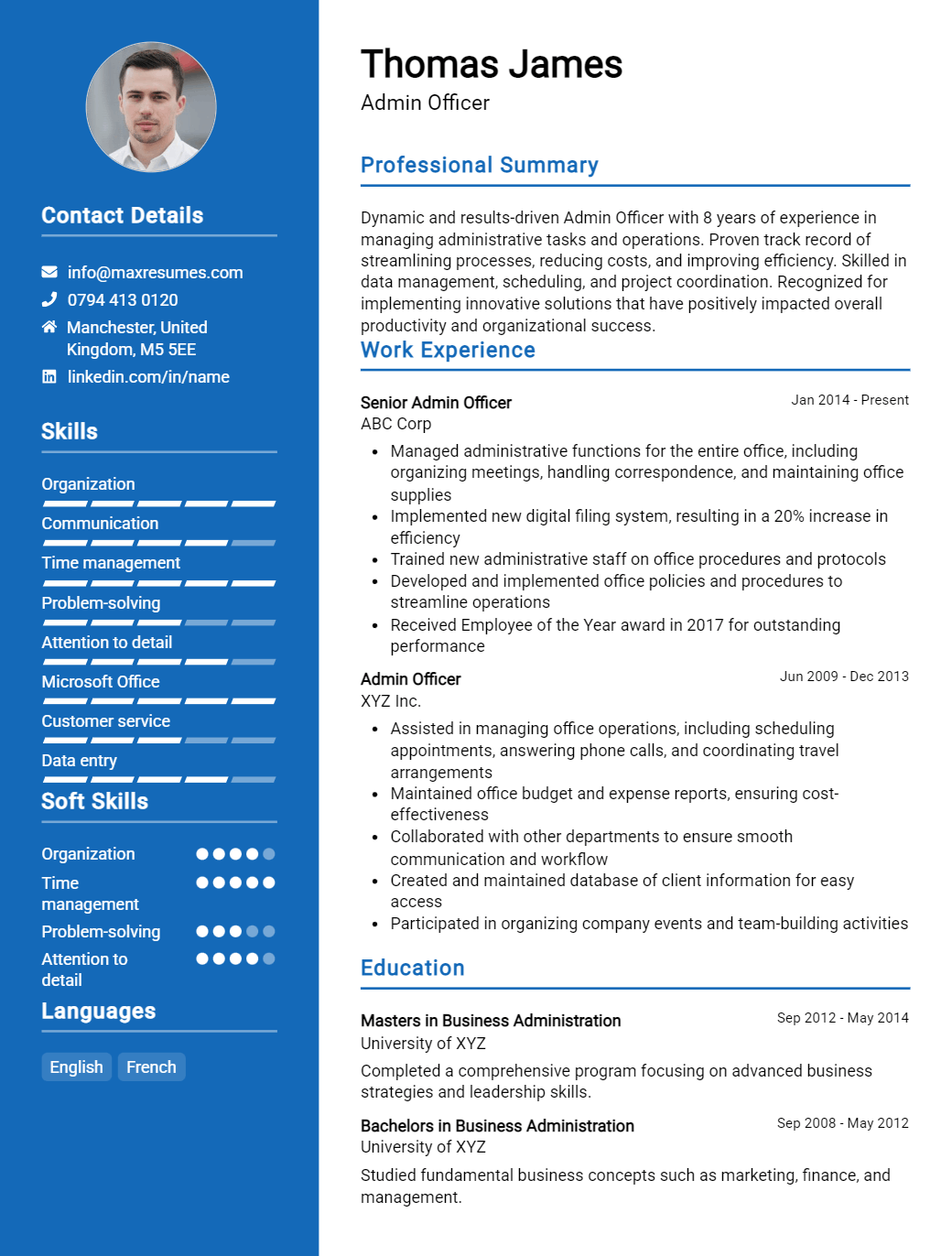 admin-officer-resume-sample