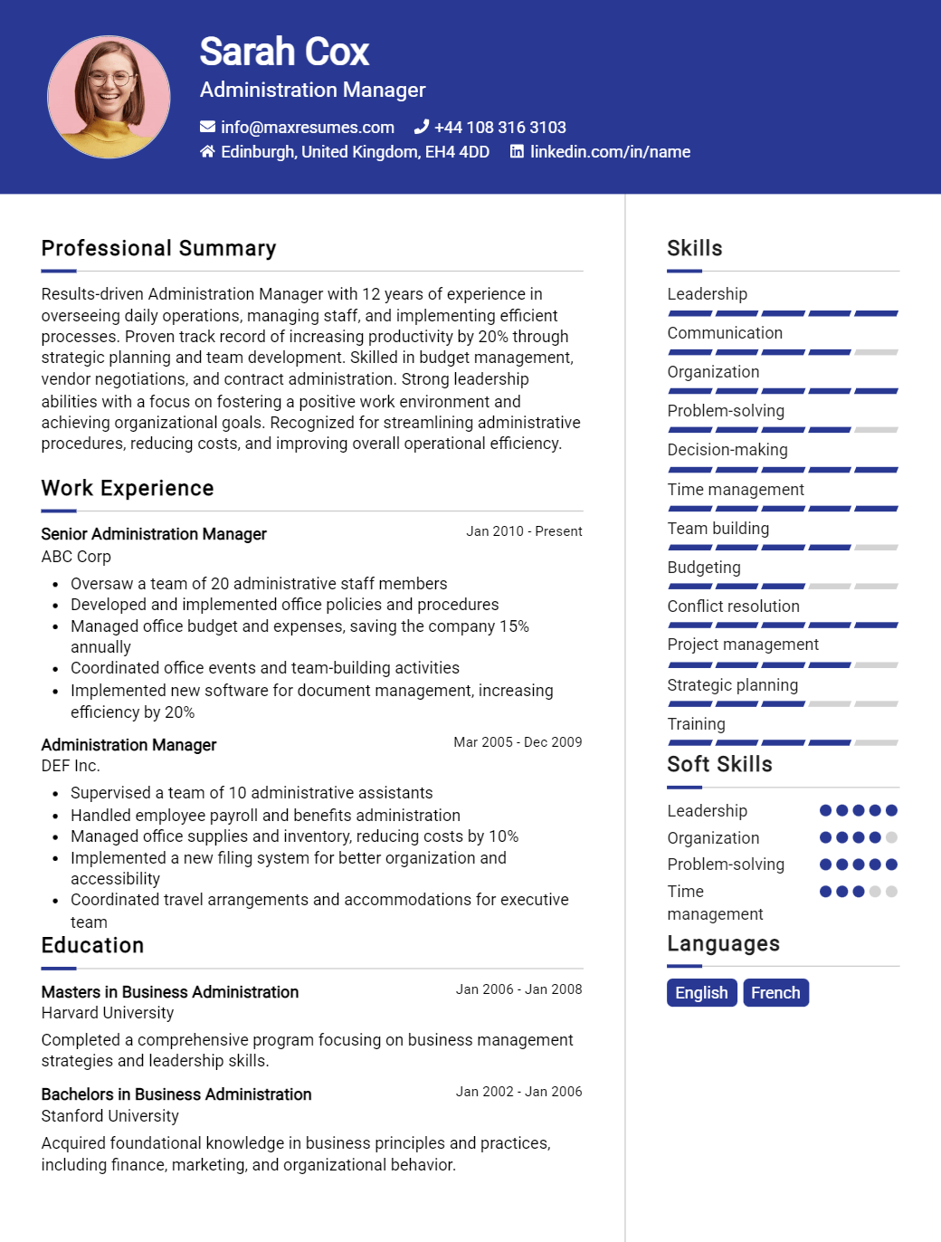 administration-manager-resume-sample