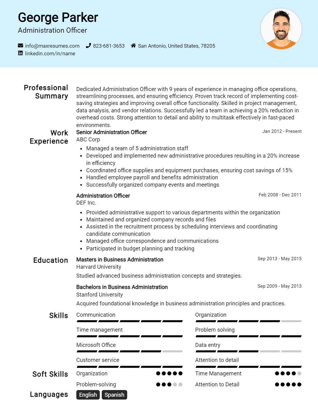 administration-officer-resume-sample