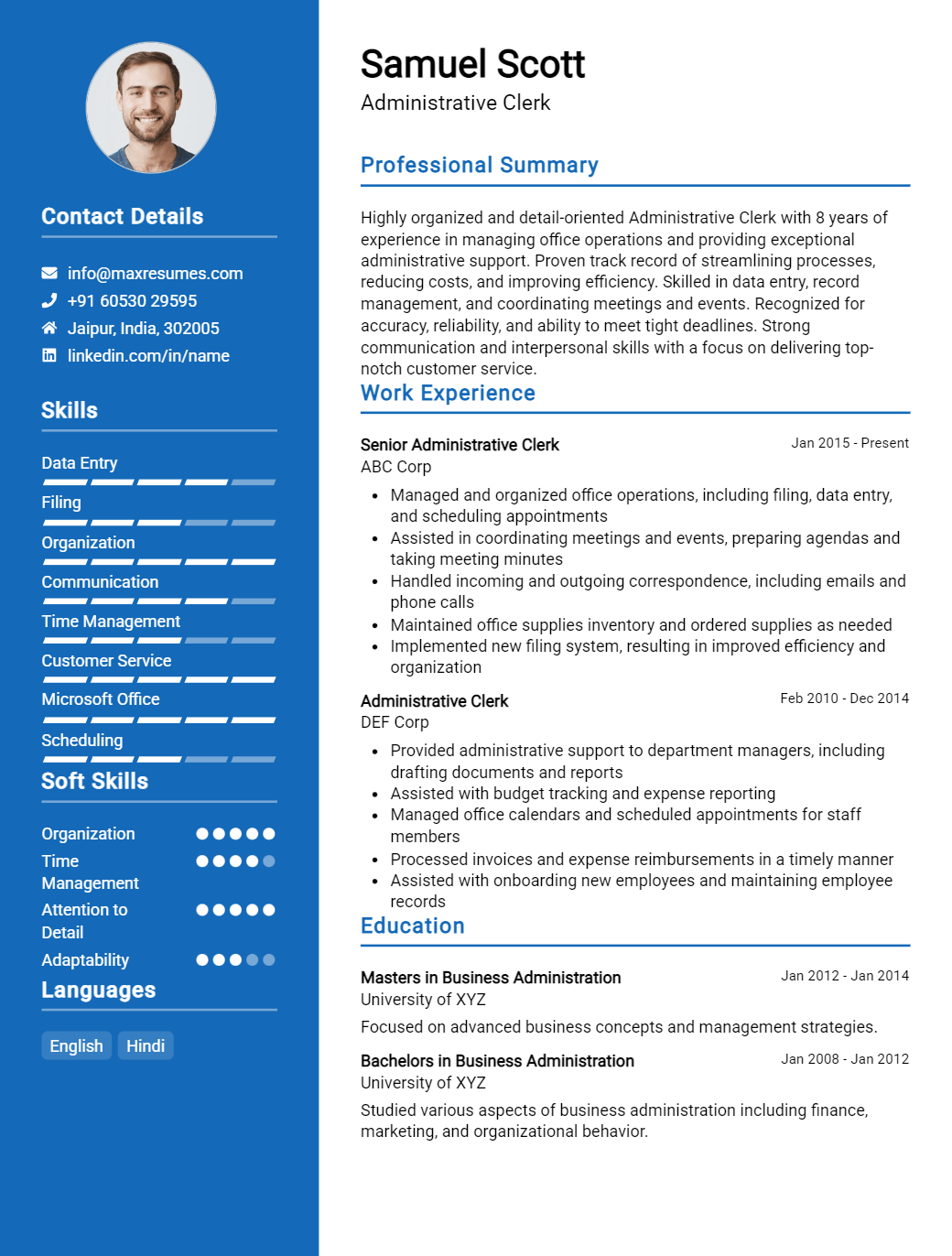 clerk-resume-sample