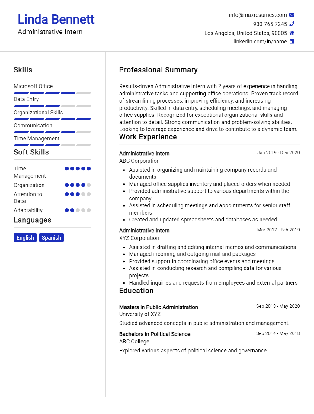intern-resume-sample
