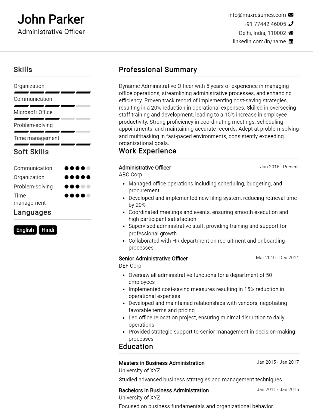 officer-resume-sample
