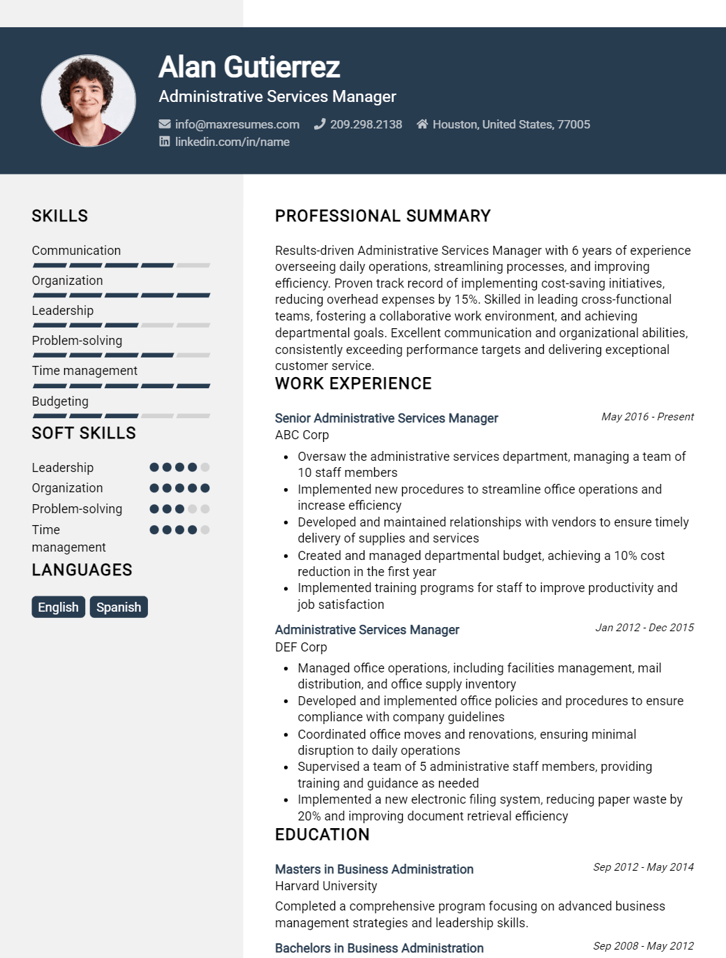 services-manager-resume-sample