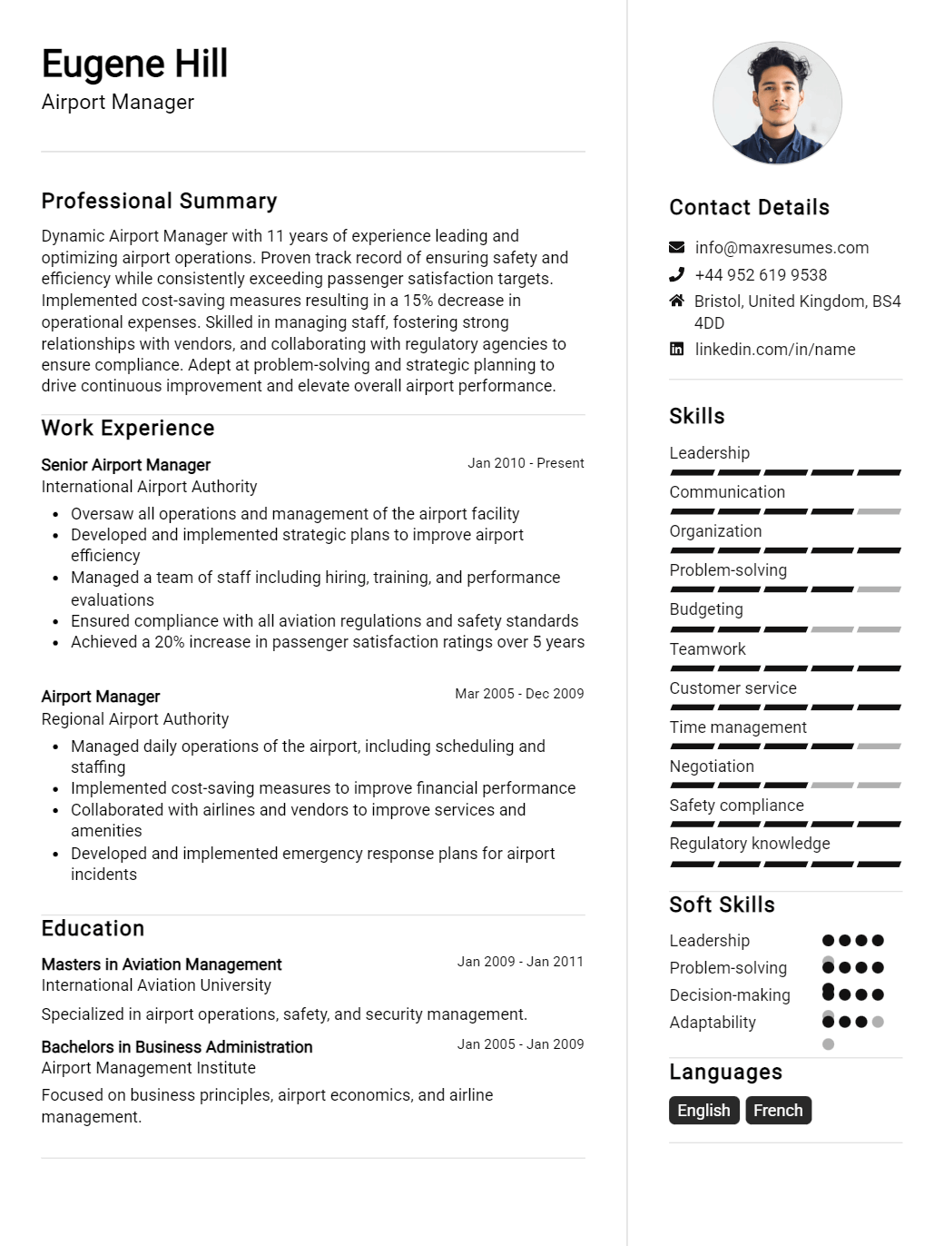 airport-manager-resume-sample