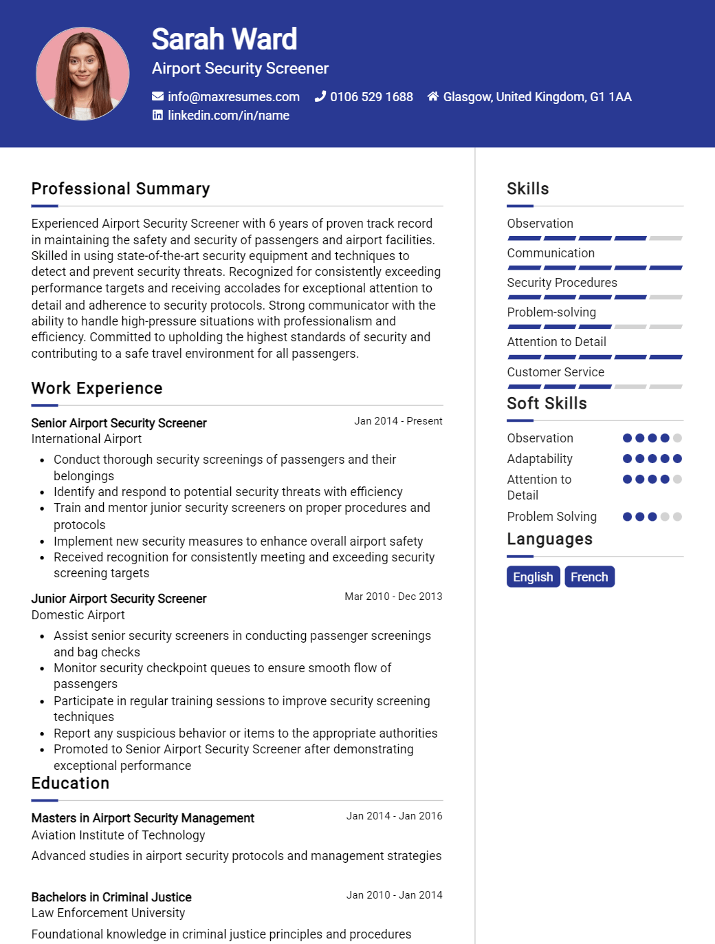 airport-security-screener-resume-sample