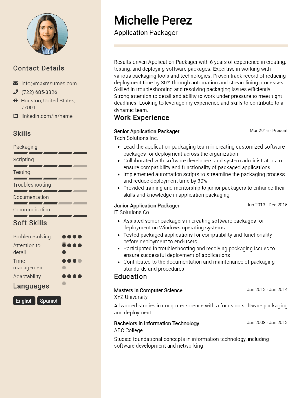 application-packager-resume-sample