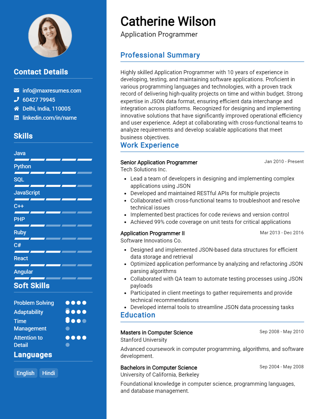 application-programmer-resume-sample