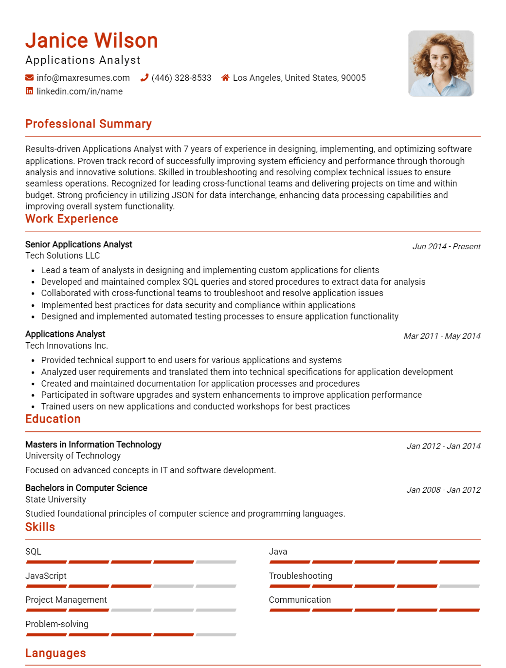 applications-analyst-resume-sample