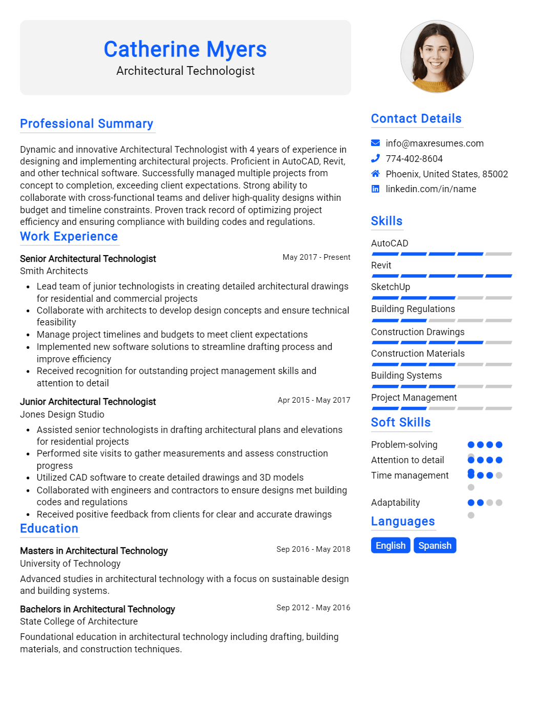 architectural-technologist-resume-sample