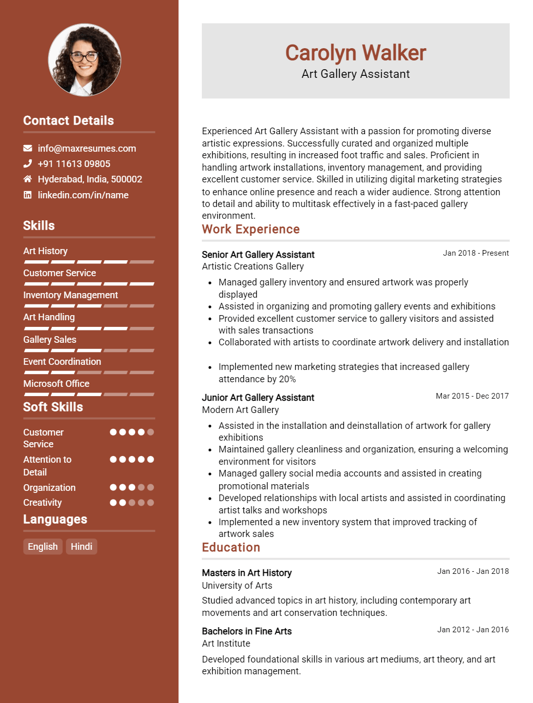 art-gallery-assistant-resume-sample