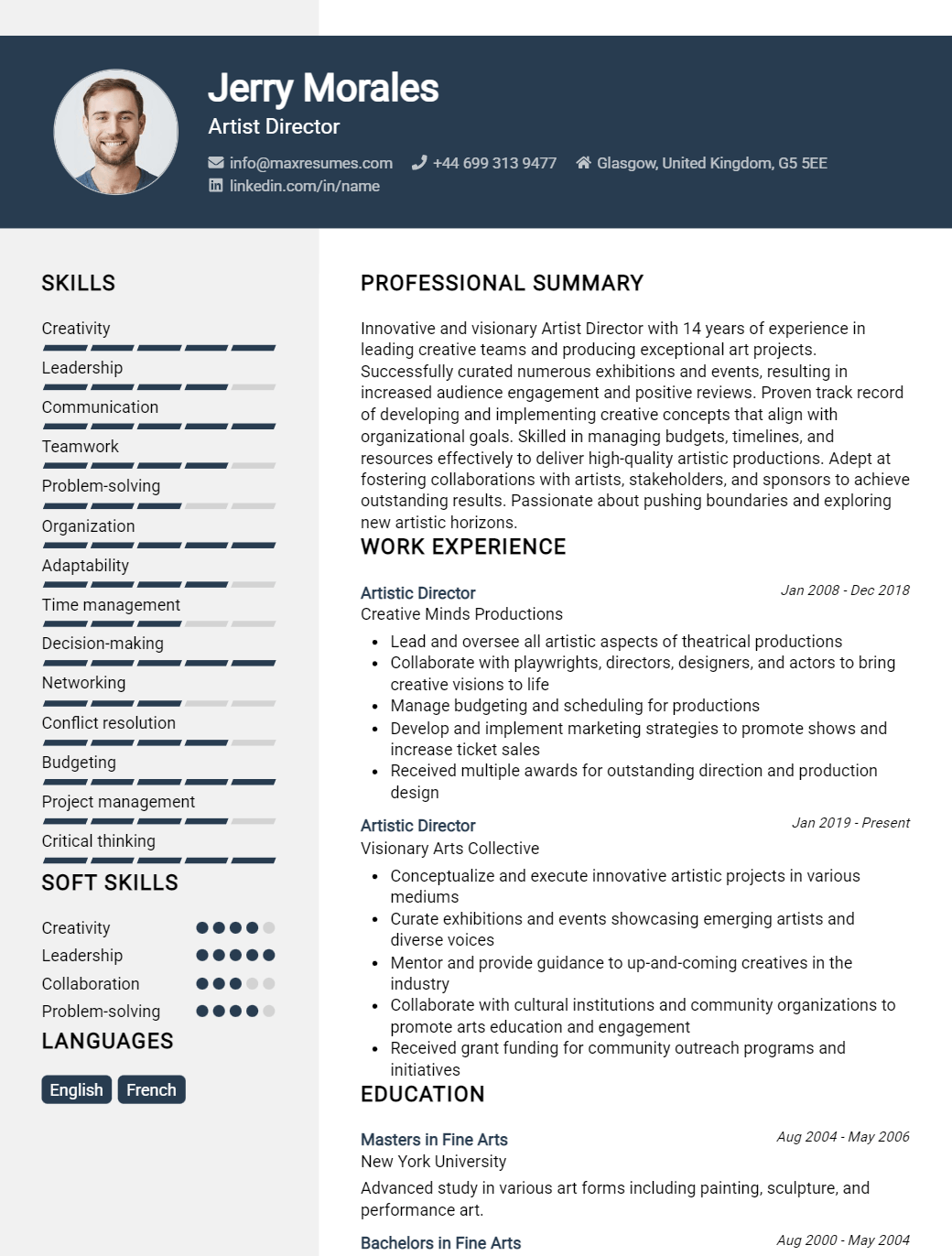 artist-director-resume-sample