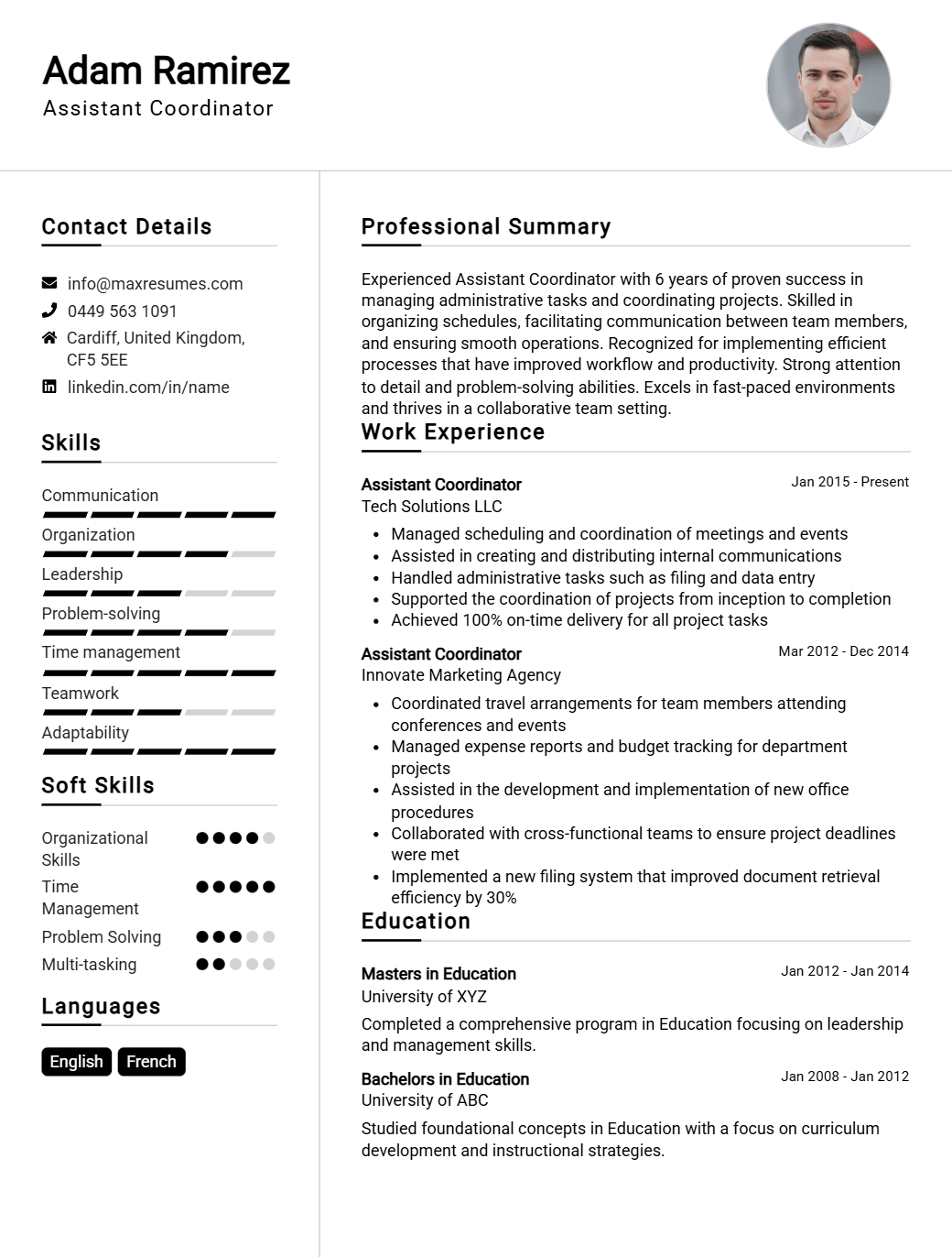 assistant-coordinator-resume-sample