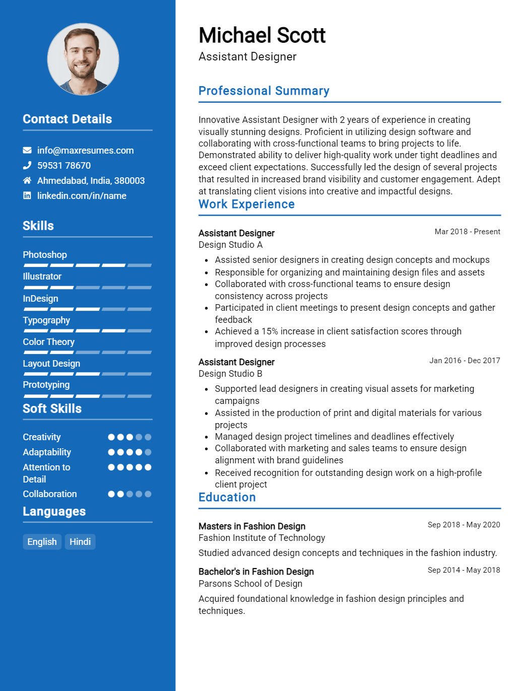 assistant-designer-resume-sample