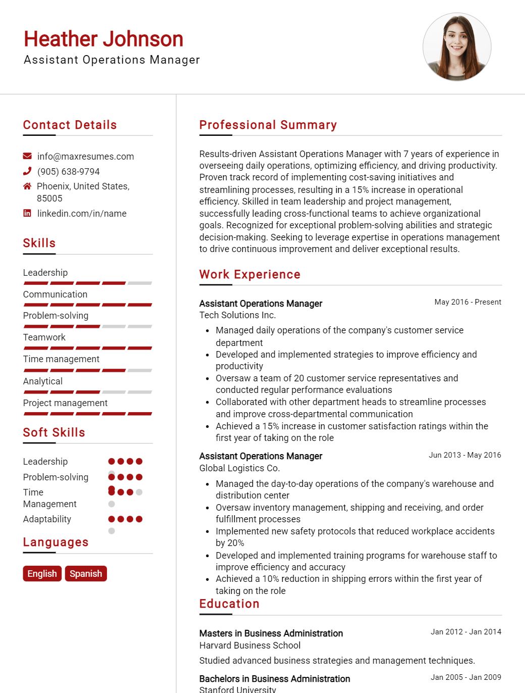 assistant-operations-manager-resume-sample