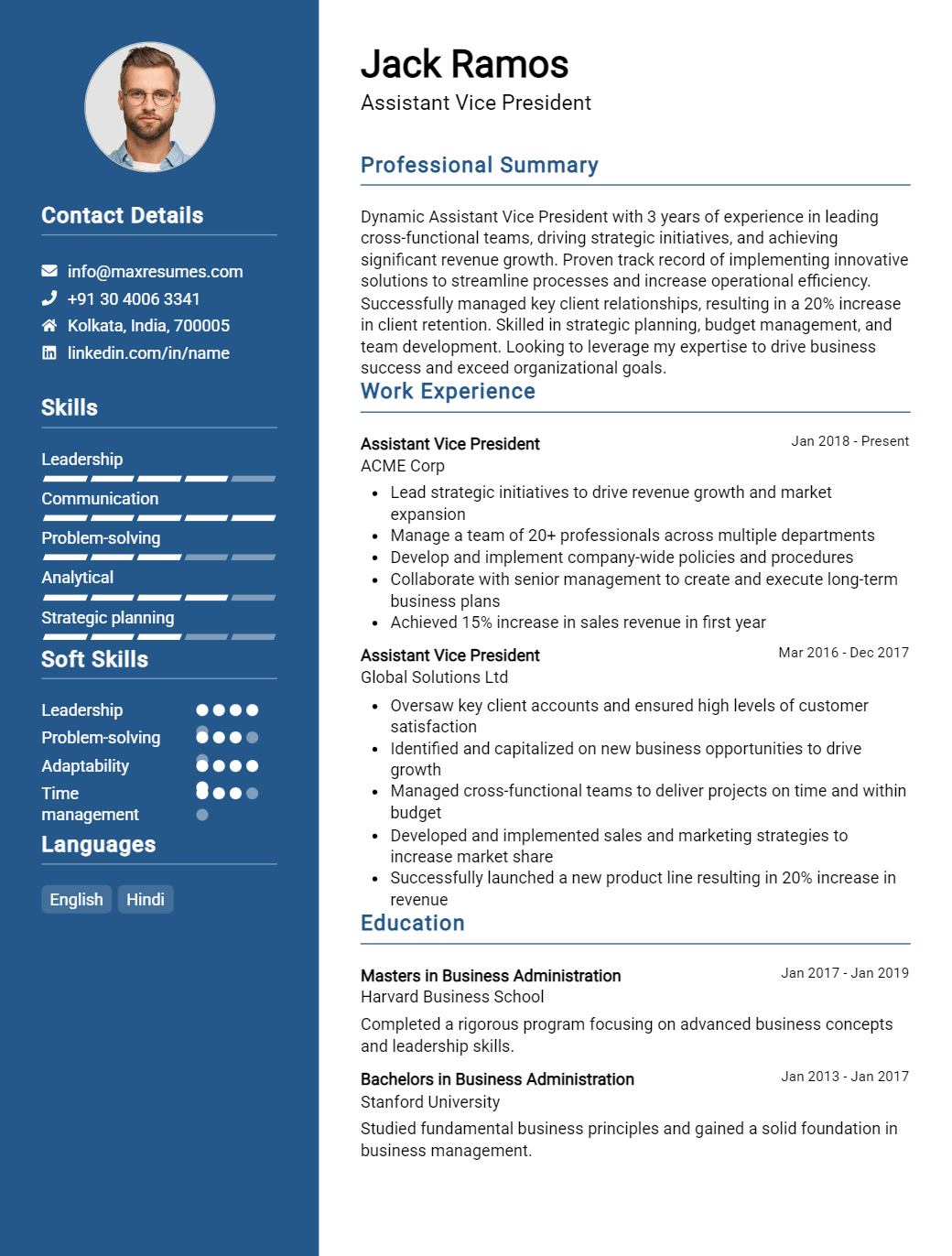 assistant-vice-president-resume-sample