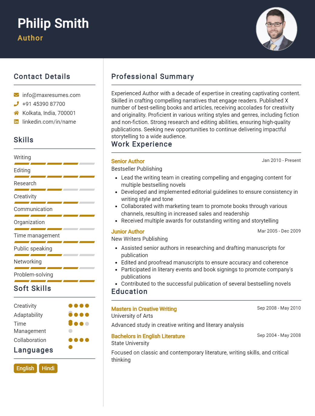 author-resume-sample