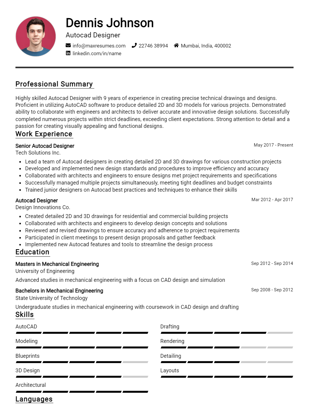 autocad-designer-resume-sample