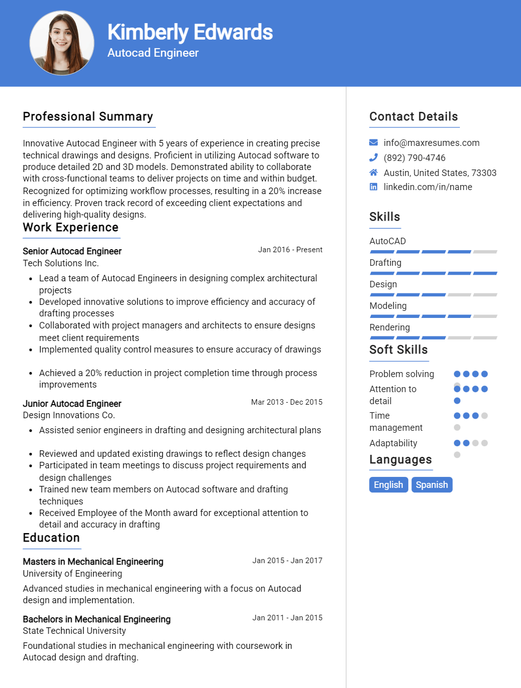 autocad-engineer-resume-sample