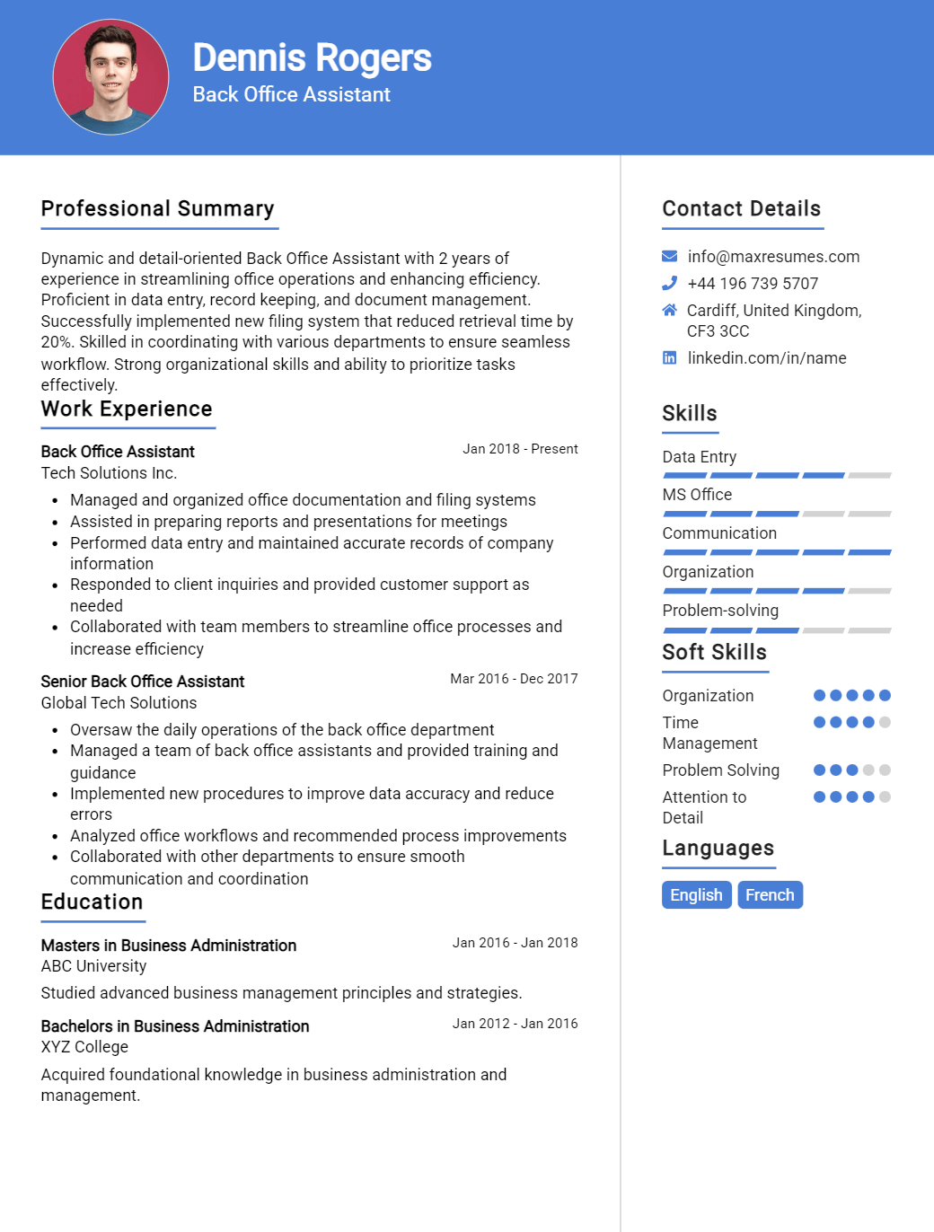 back-office-assistant-resume-sample
