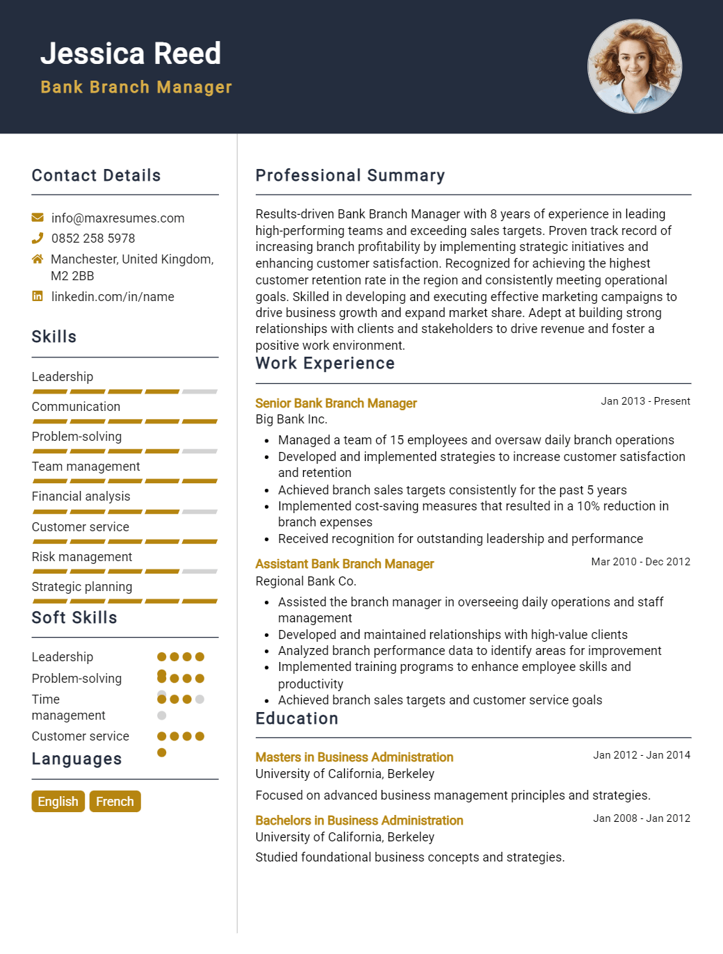 bank-branch-manager-resume-sample