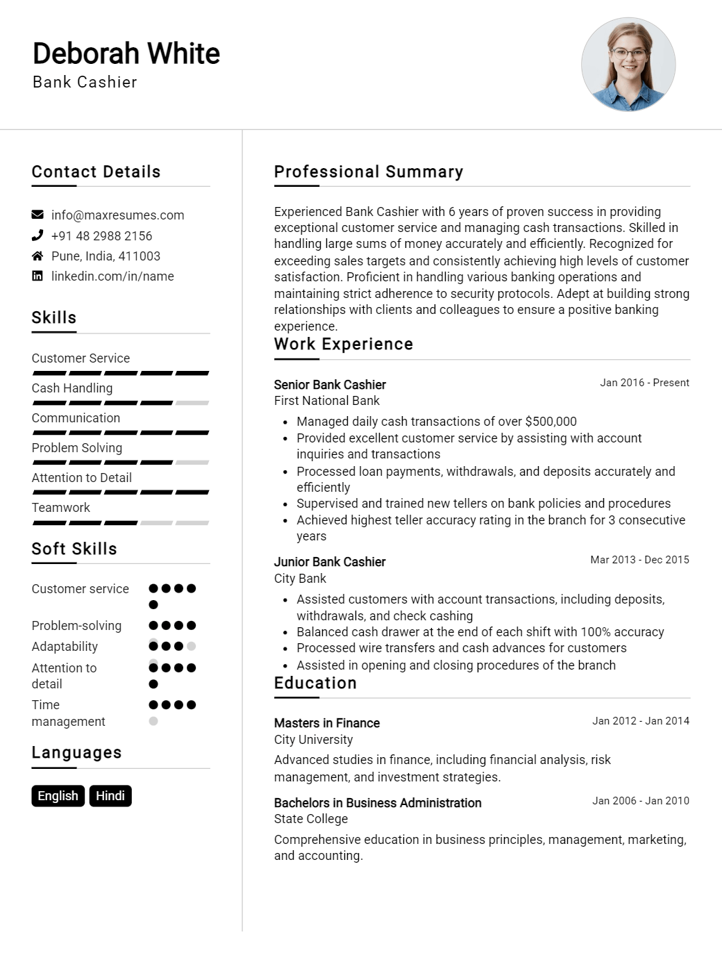 bank-cashier-resume-sample