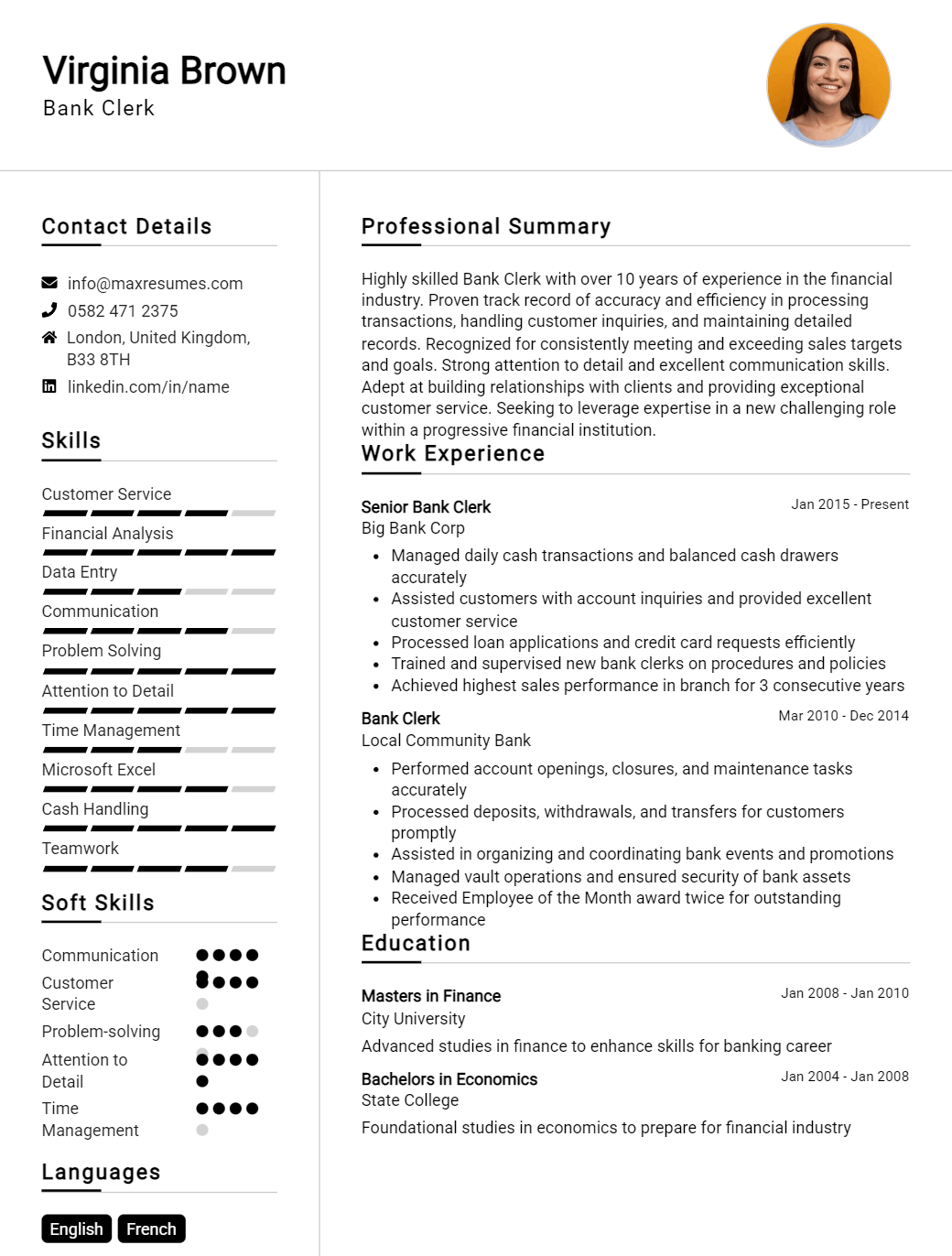 bank-clerk-resume-sample