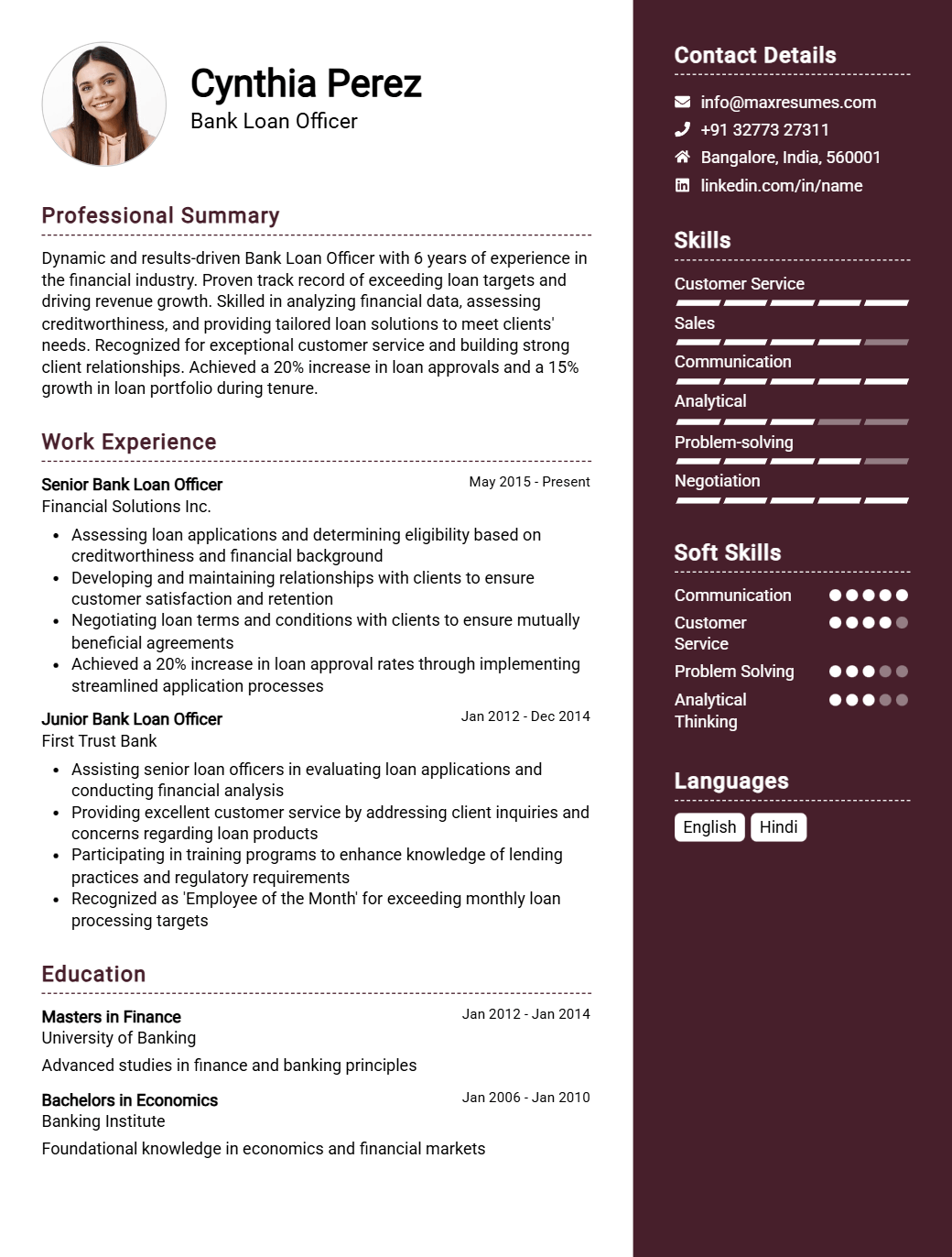 bank-loan-officer-resume-sample