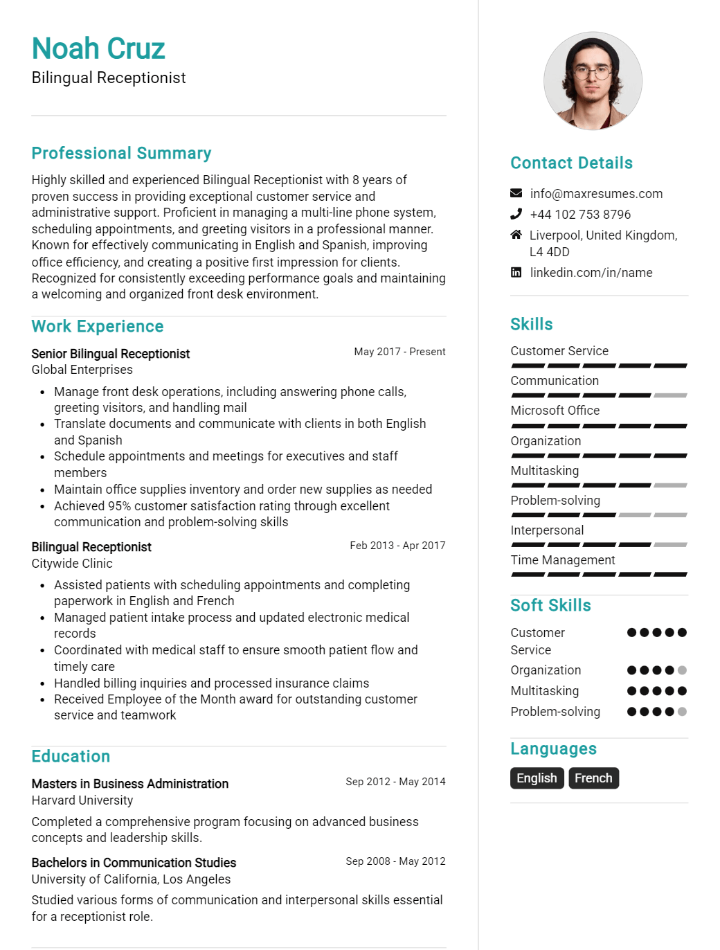 bilingual-receptionist-resume-sample