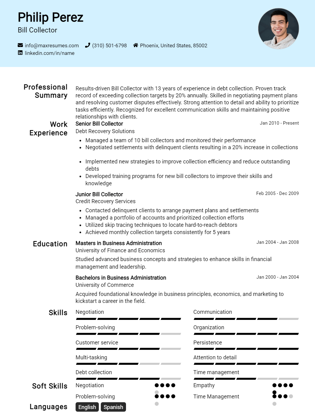 bill-collector-resume-sample