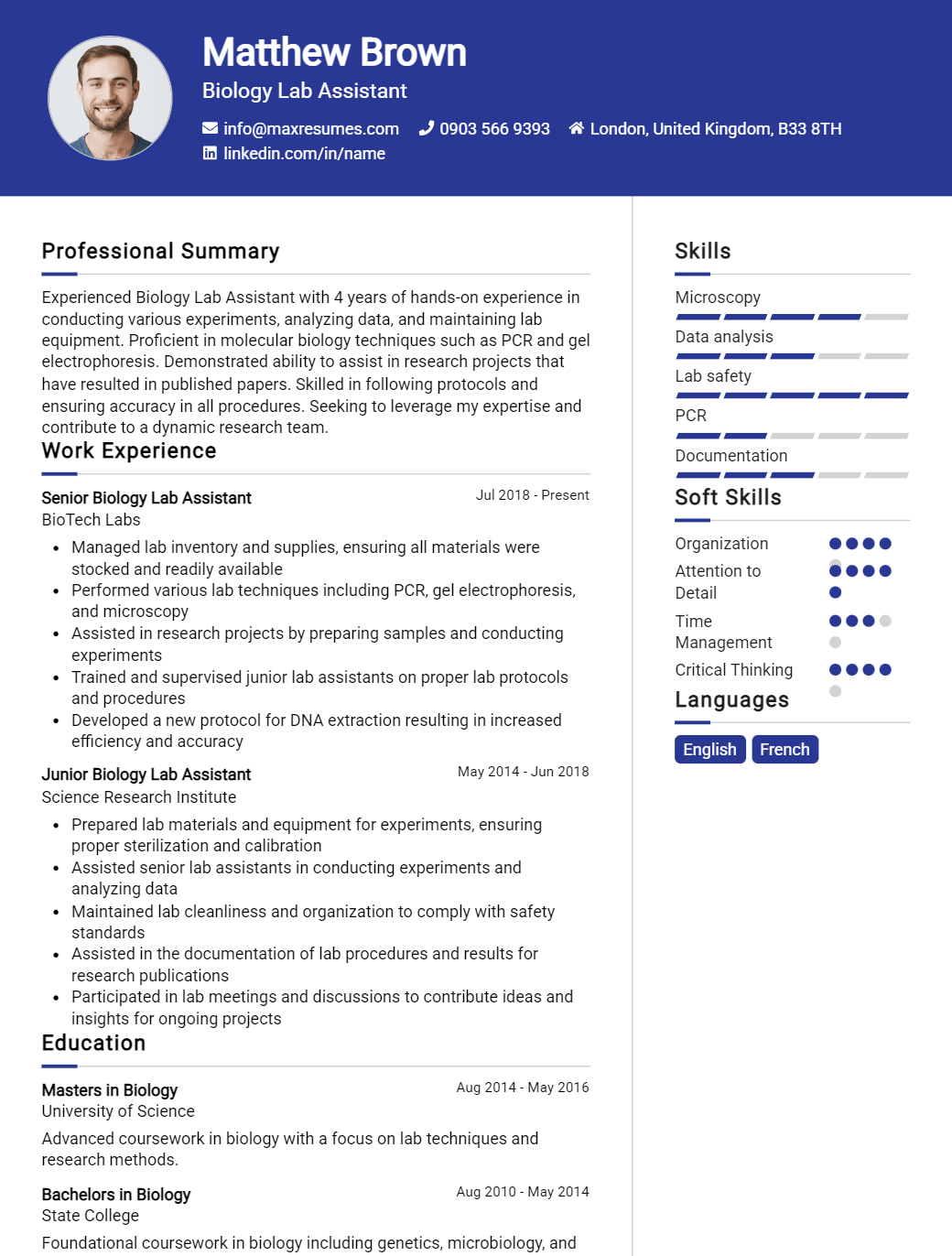 biology-lab-assistant-resume-sample