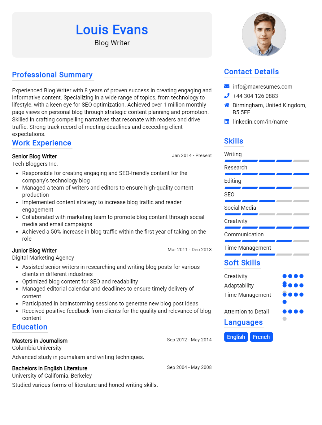 blog-writer-resume-sample