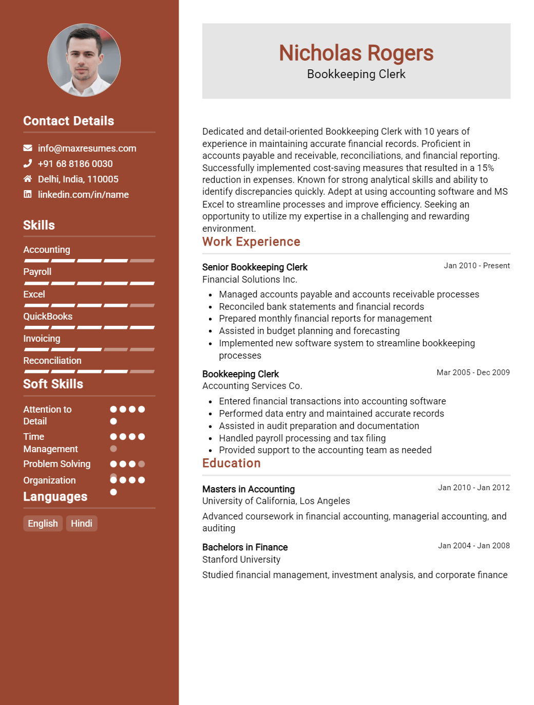 bookkeeping-clerk-resume-sample