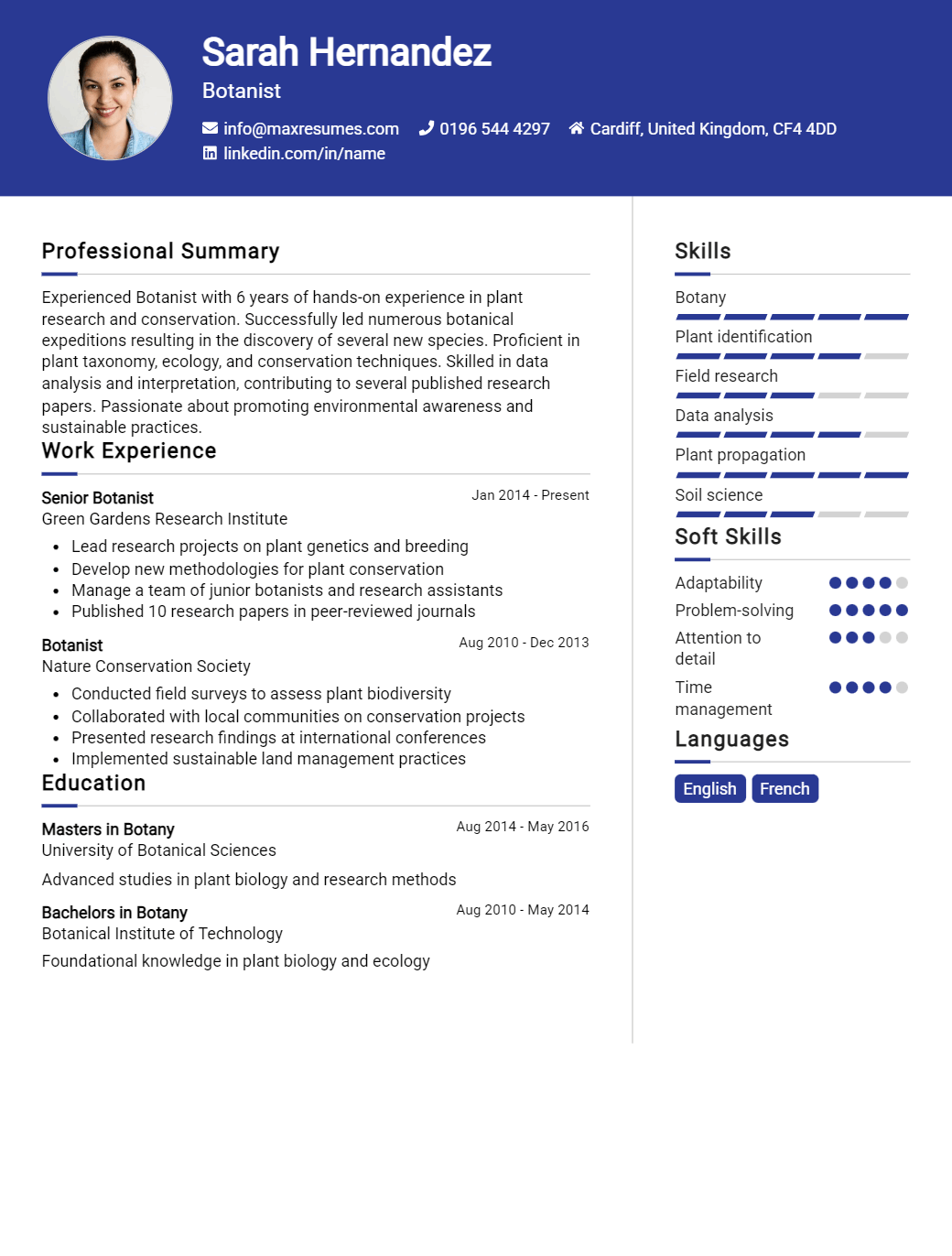 botanist-resume-sample