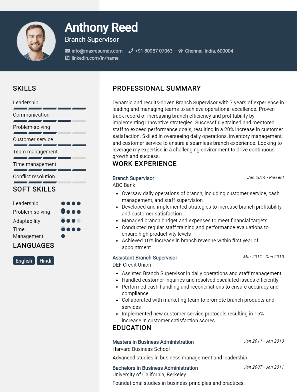 branch-supervisor-resume-sample